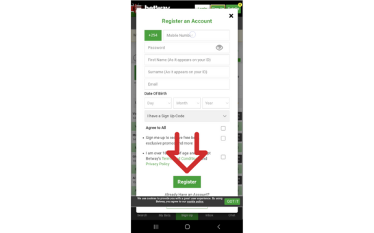 Betway Android Step 4