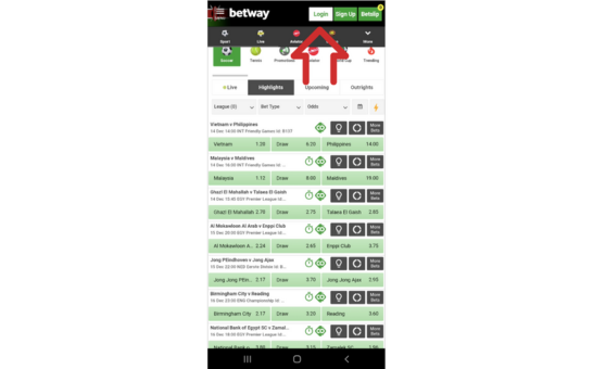 Betway App Withdrawal Step 1