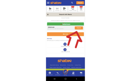 Shabiki App Deposit Step 2