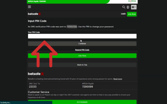 Betsafe Password Recovery Step 3