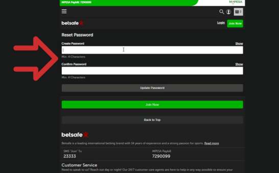 Betsafe Password Recovery Step 4