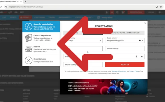 Megapari First Deposit Bonus Step 1